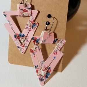 Vegan Leather Drop Earrings Handmade